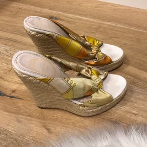 Emilio Pucci wedges size 6! Silk & stunning!